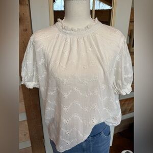 Free People Cream Eyelet Blouse S